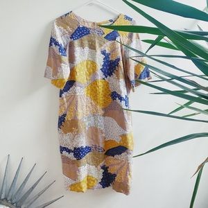 BODEN Laurie Linen Shift Dress in a unique print